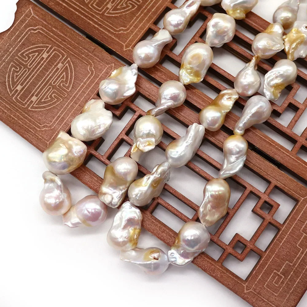 

Creative Large Bus Pearls Straight Holes Dyed Yellow Baroque Loose Pearl Beads DIY Unique Necklace Earring Jewelry Accessories