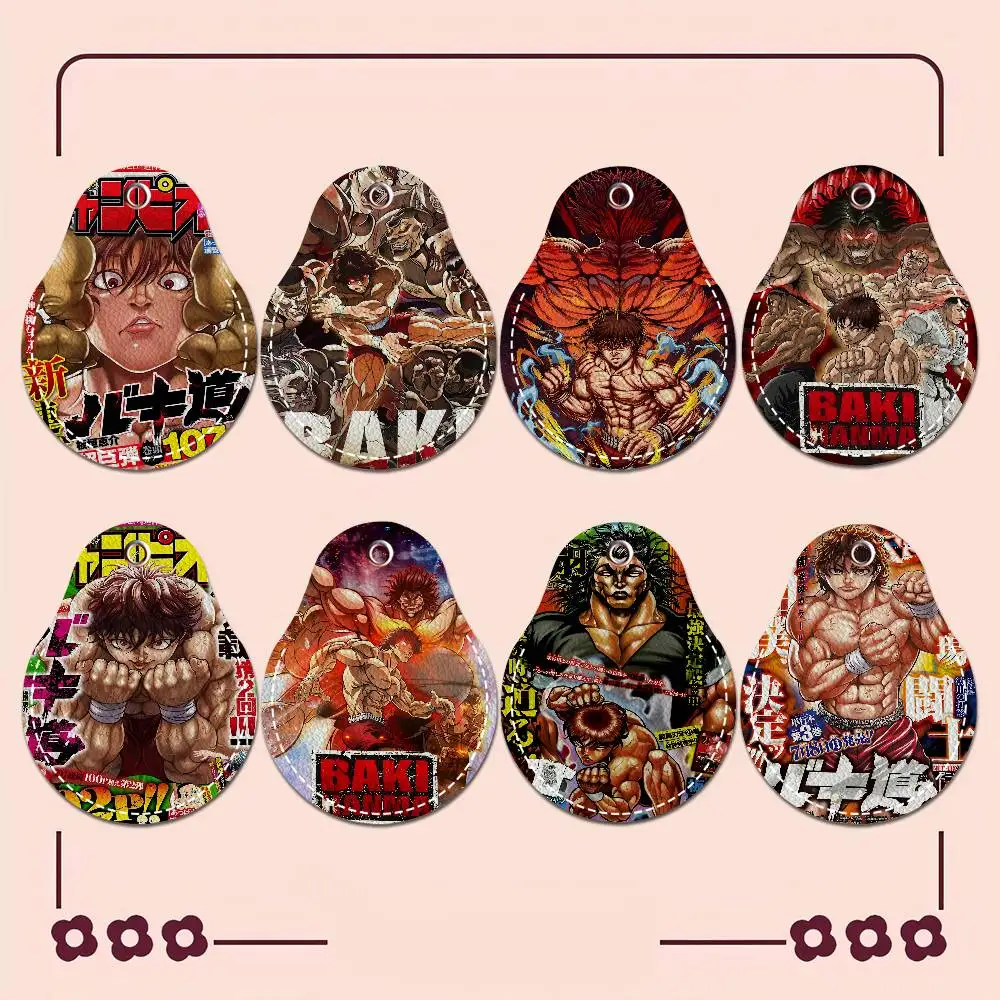 Japanese Anime Baki Hanma Women Mini PU Leather Case Keychain Access Card Bag Key Tag Ring Mini Badge Key Ring Door Lock Tags