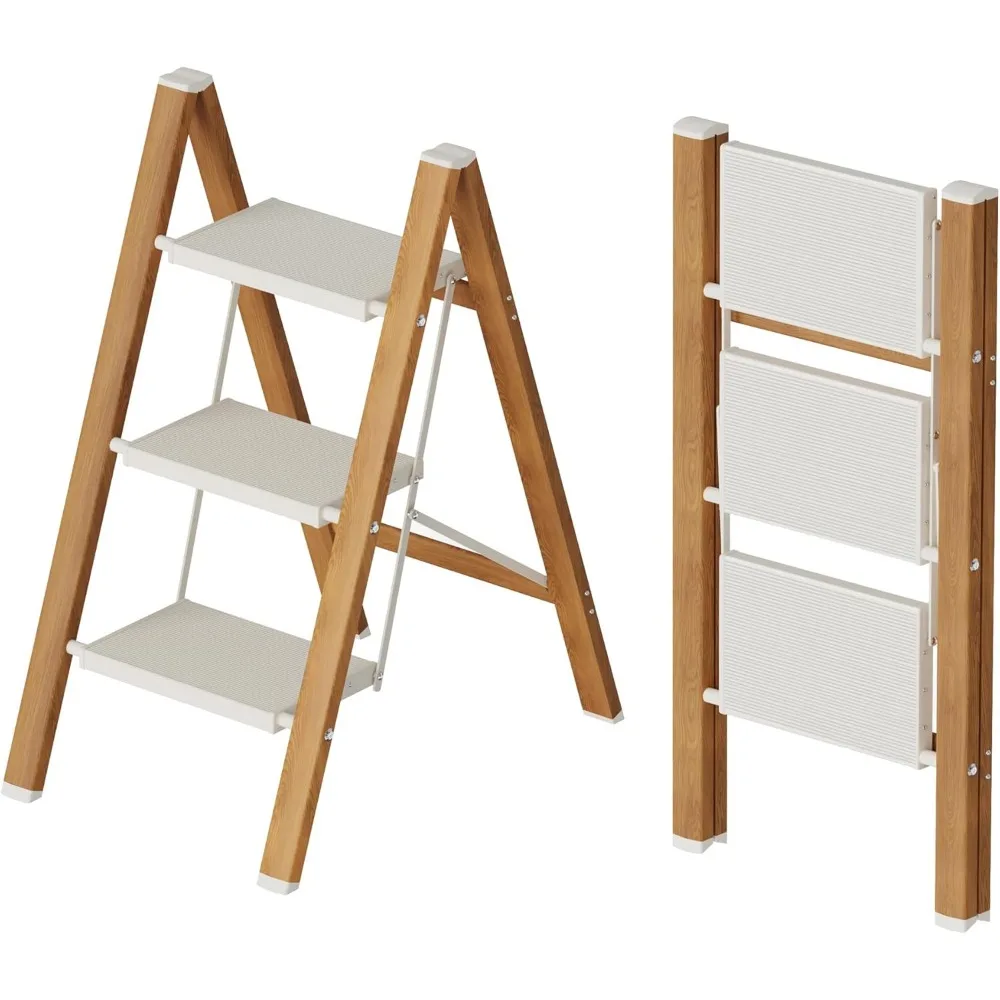 

3 Step Lightweight Aluminum Folding Ladder, Portable Step Stool with Wide Anti-Slip Pedals, 330 lbs Capacity for Home,Cleaning T