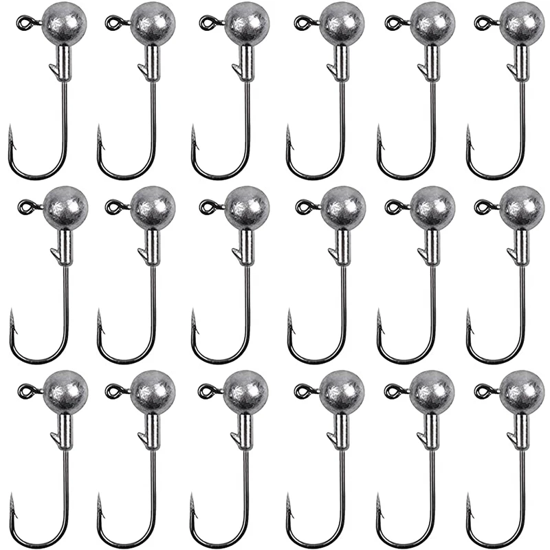 50pcs/set Crappie Jig Heads Fishing Hooks 1g 2g 3.5g Crank Jig Head Fishing Hook Lures Bait Soft Worm Fishhook Accessories For F