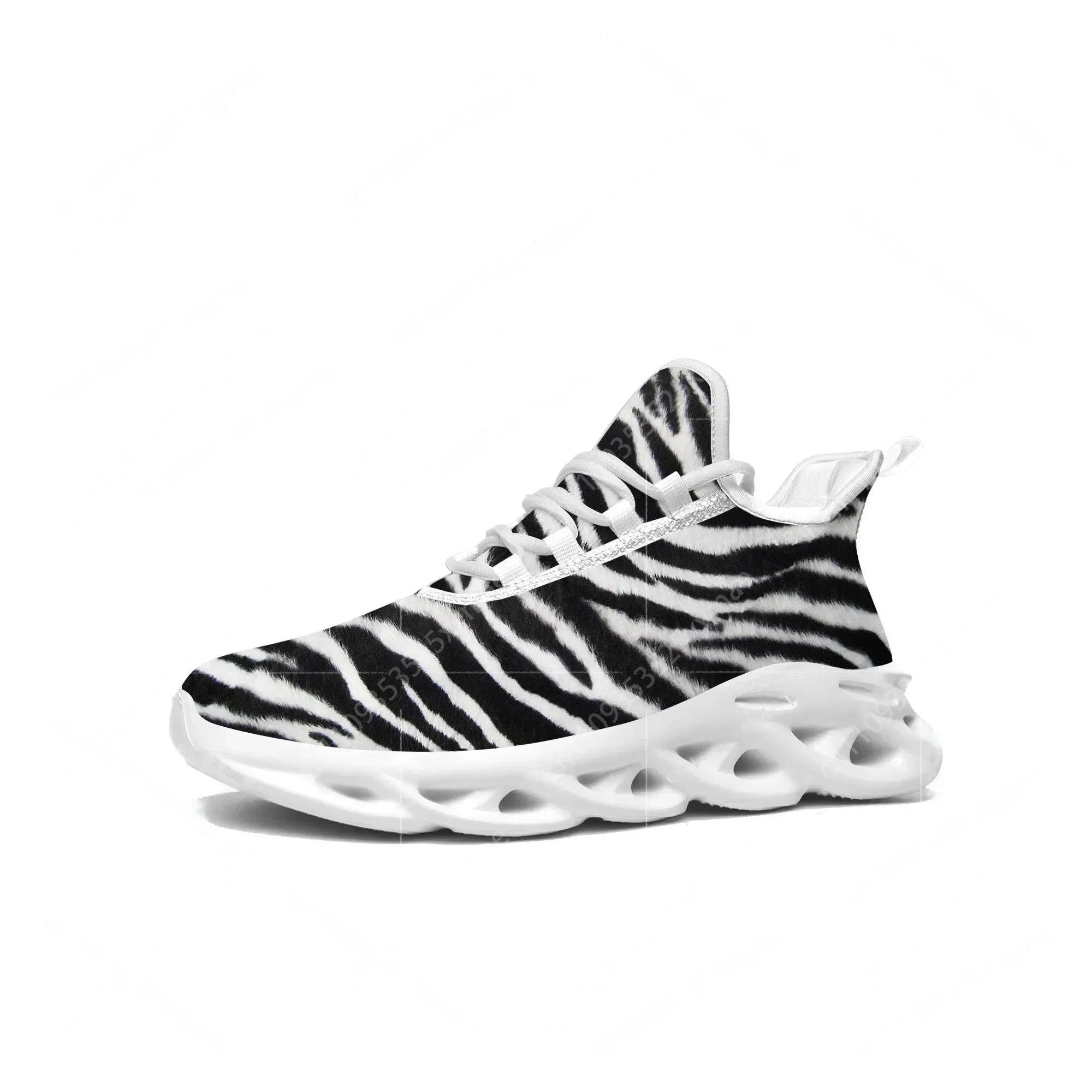 Zebra Print 3D Flats Sneakers Mens Womens Pop Sports Running High Quality Sneaker Lace Up Mesh Footwear Tailor-made Shoe White