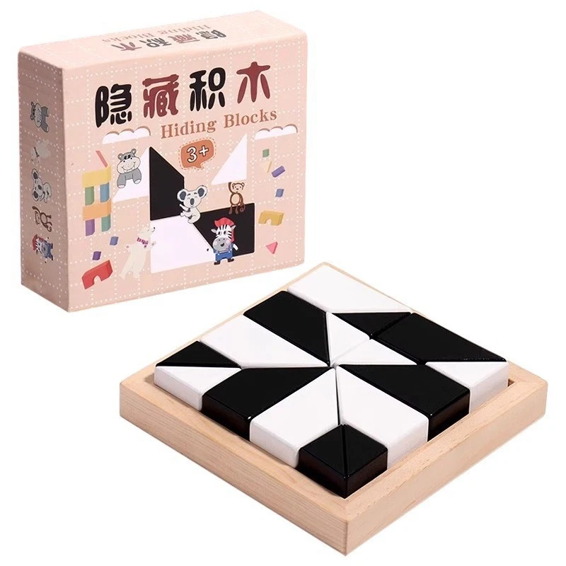 Puzzle de Forme Géométrique Montessori en Bois pour Enfant, décennie s de Construction 3D, Jeu d'Entraînement à la Pensée Logique, Cadeaux