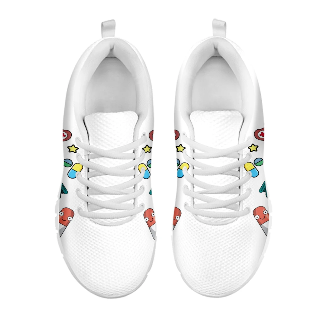 Kawaii Hospital Cartoon Nurse Girls Pattern Sneakers Shoes for Ladies Breathable Lace up Sneakers Comfort Zapatillas de Mujer