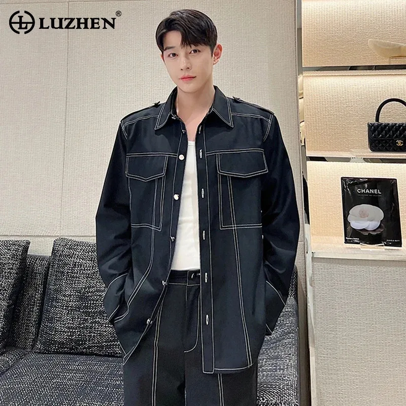 

LUZHEN Pockets Splicing Original Shirts Jacket High Street Men's Fashion Korean Design Casual Cardigan Trendy 2024 Spring LZ2930