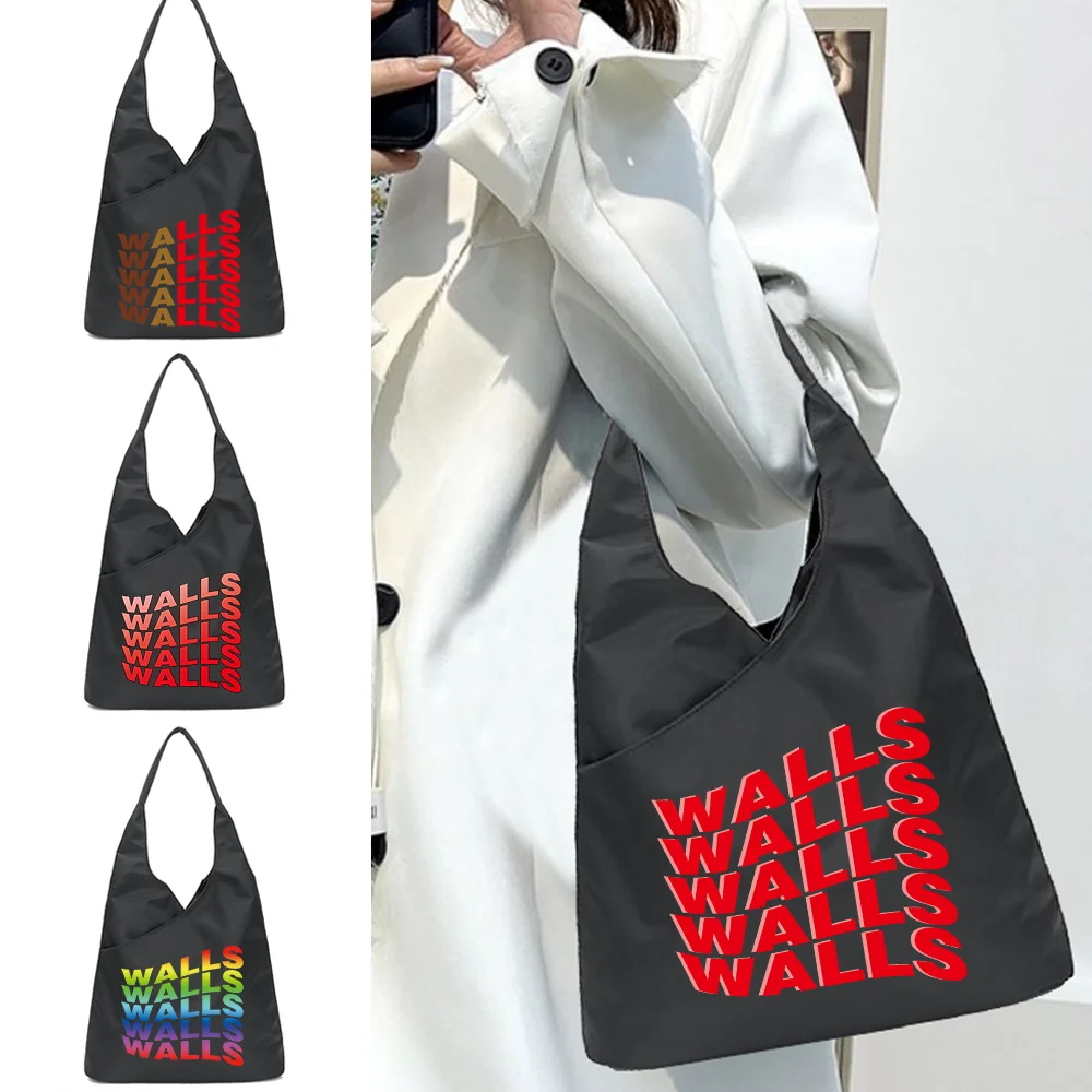 

Waterproof Nylon Tote Casual Large Capacity New Women Shopping Handbag Eco-friendly Foldable Shoulder Bags Walls Series Print