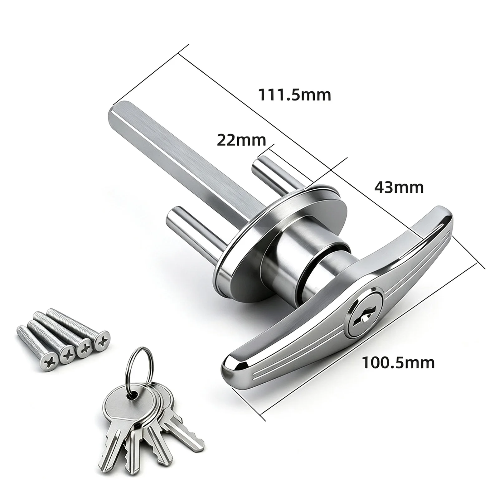 T-Handle Lock for Garage Doors Made from High-Density Zinc Alloy with Hardened Carbon Steel Components for Structural Integrity