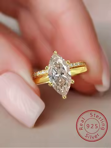 925 Sterling Silver Fashion Gorgeous Marquise Zircon Ring Set For Women Anniversary Wedding Luxury High Quality Fine Jewelry