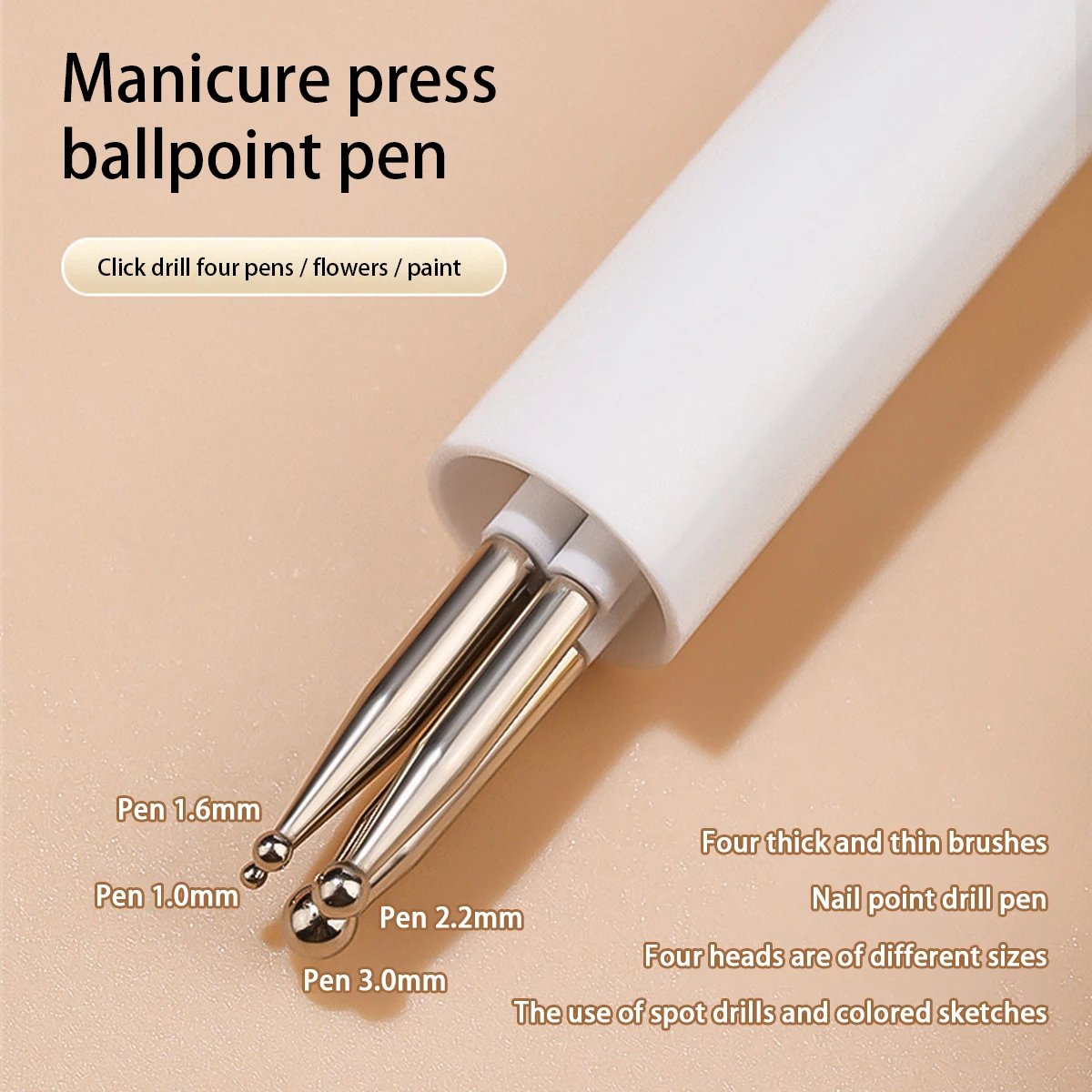 Nagelspitze Diamantstift 4-in-1 Verzierung rotierender Nagelspitze Diamantstift