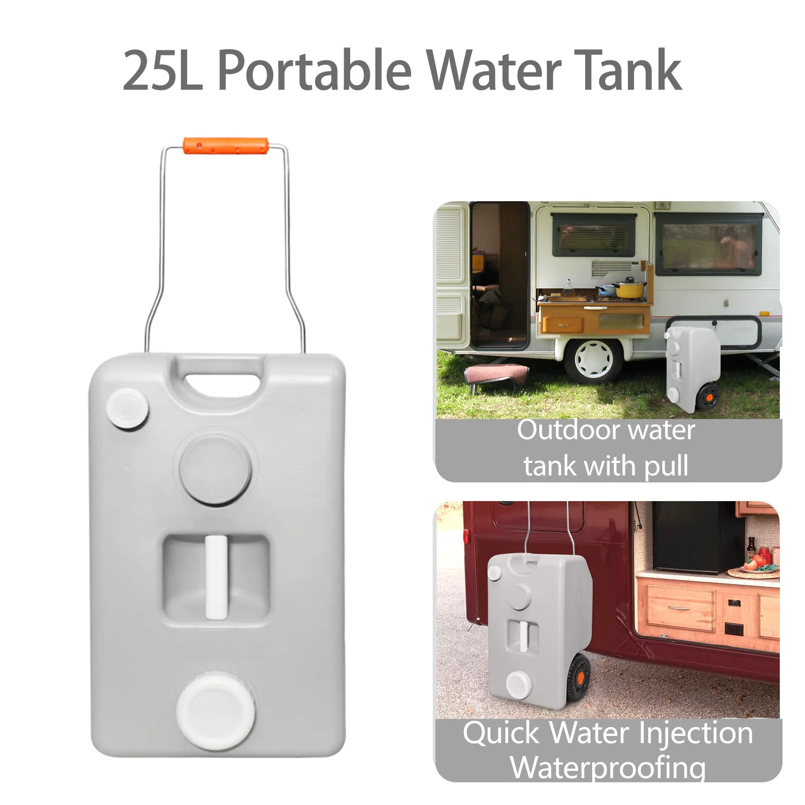 

25L Portable RV Water Tank with Wheels Quick Drain & Fill Foldable Handle for Camping Trailer Caravan Local Fast Delivery
