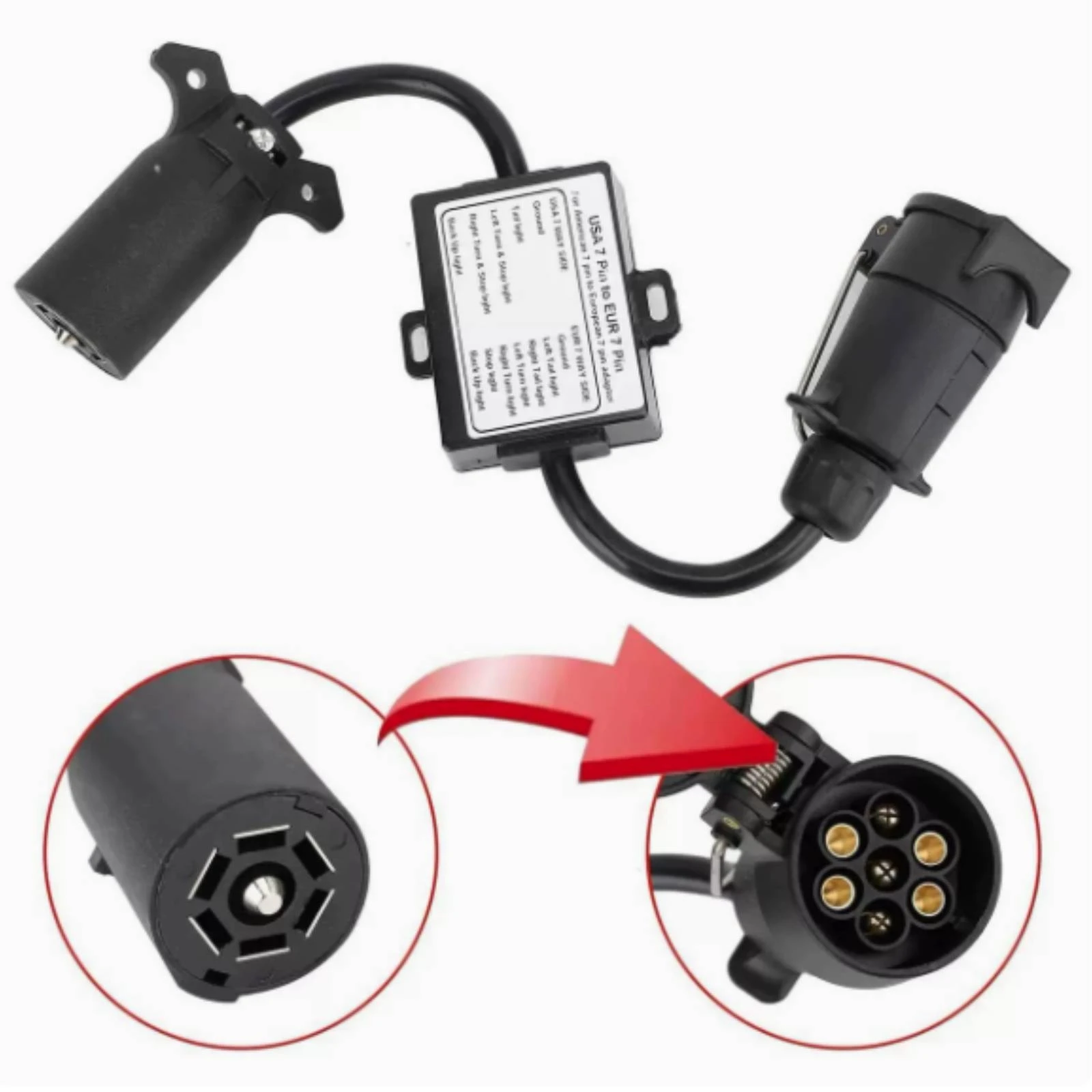 7-Pin to 7-Pin Adapter Plug and Play Trailer Wiring Adapter Tight-Fitting Long-Lasting for Towing