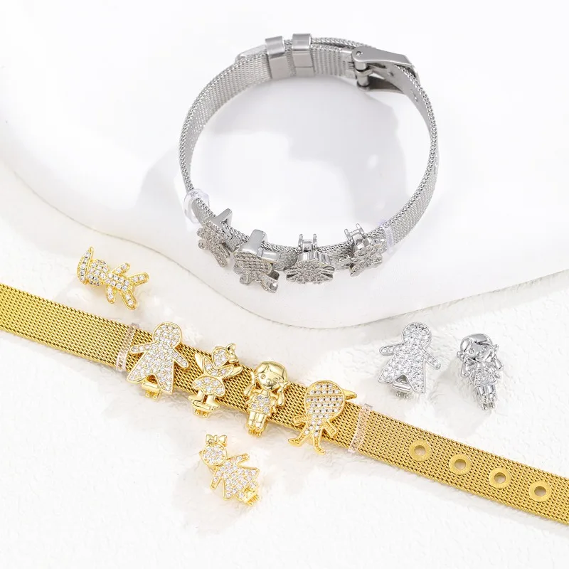 

10MM Mesh Strap Stainless Steel Bracelet Jewelry Little Girl and Little Boy Handmade DIY Sister Bracelets For Women Jewelry