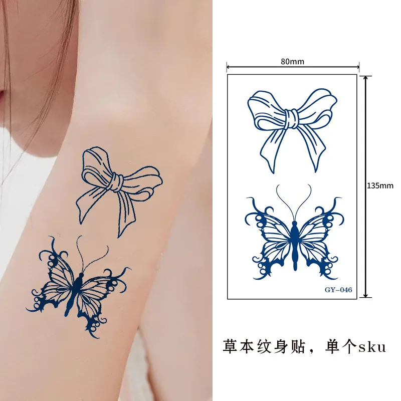 Disposable Tattoo Stickers Butterfly/Rose Pattern Waterproof Tattoo Sticker Temporary Tattoo Stickers Semi Permanent Tattoos