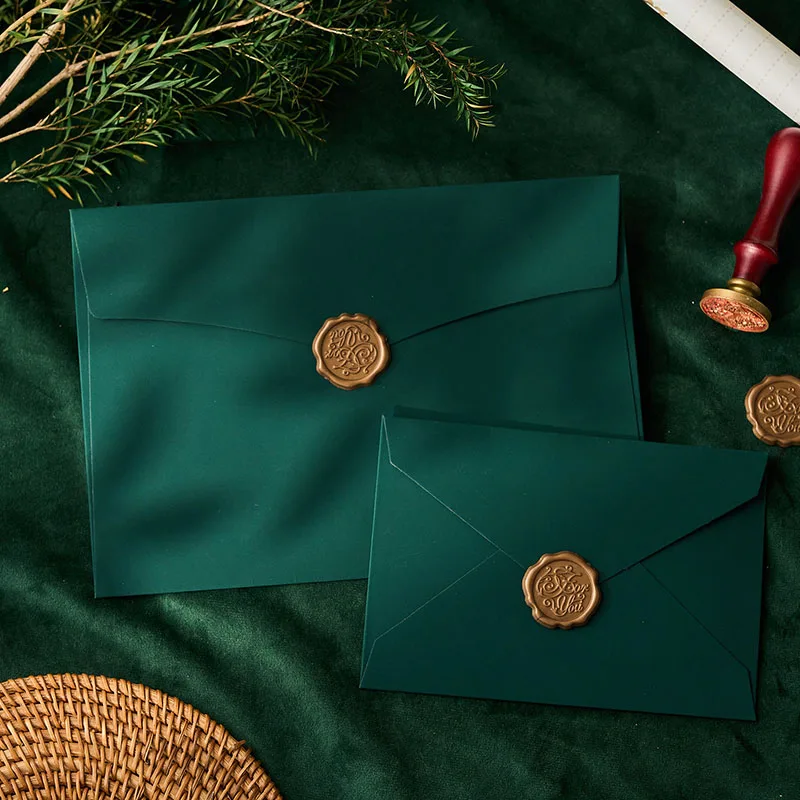 25pcs Dark Green Envelope Set for Postcard Giftbox Wedding Business Invitation Greeting Card Packaging Storage Bags Love Letters