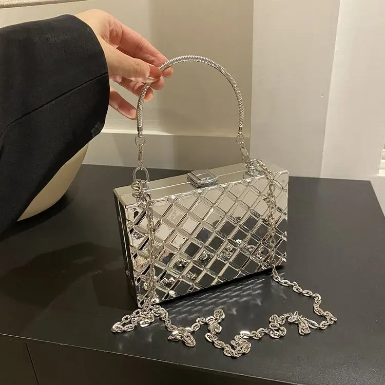 PU Shoulder Bags Chains Women's Bags on Sale 2024 Fashion Solid Sewing Thread Handbag Hasp Small Square Bag Bolsa Transversal