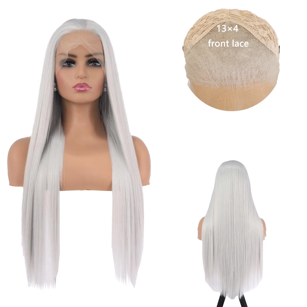 วิกผมสังเคราะห์แบบผูกเชือกด้านหน้า 13×4HD ขนาด 24 นิ้ว สีม่วง ผมตรง ความหนาแน่น 180% เหมาะสำหรับผู้หญิง ใช้ได้ทุกวันและงานปาร์ตี้ ไม่ต้องใช้กาว