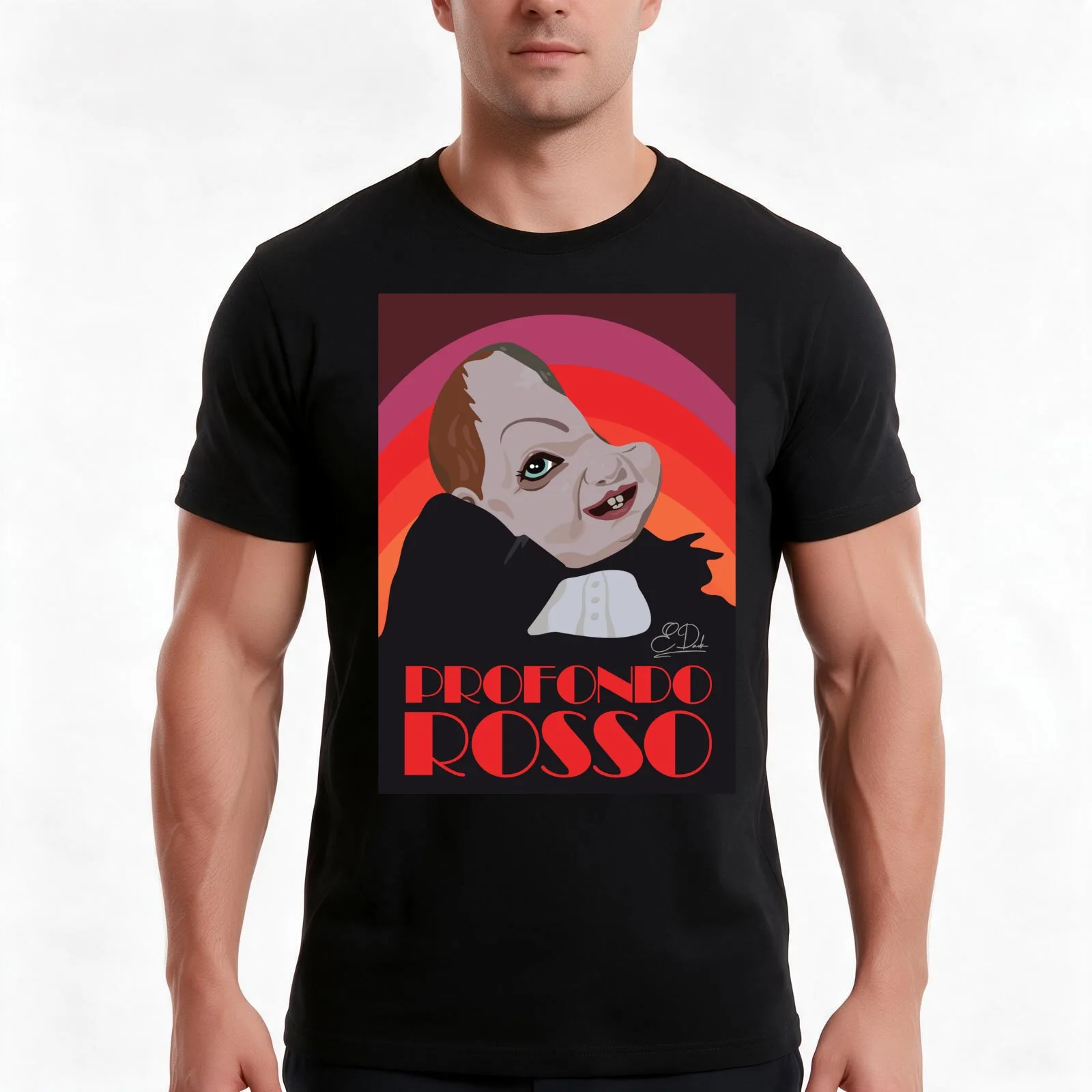 Profondo Rosso T-Shirt, Summer Casual Cotton Tee, Oversized Streetwear Tops, Vintage Graphic Print, Loose Fit Short Sleeve