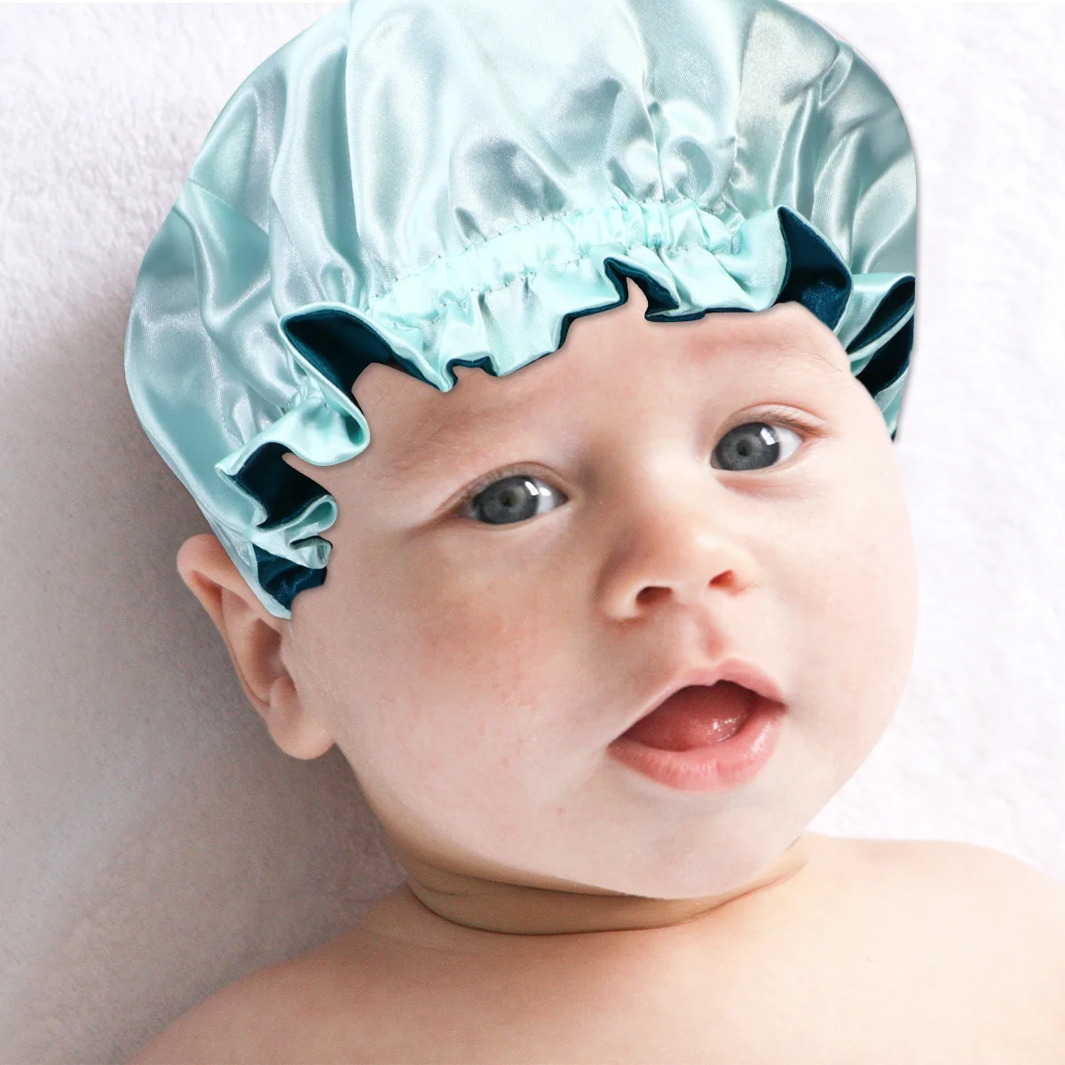 

Kids Satin Sleeping Caps Hair Protection Bathing Hats Elastic Comfortable Lightweight For Home Sleep Travel (Beige)