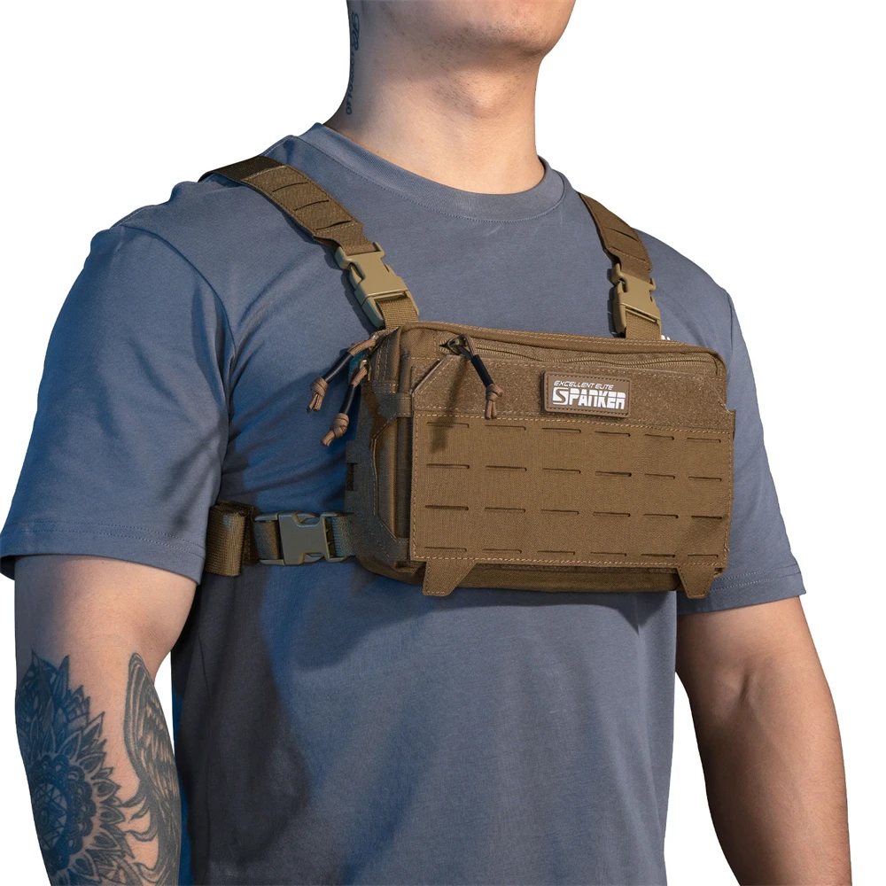 Tactical Vest Hunting Chest Rig Pack Pouch Harness Walkie Talkie Waist Pack Holster Backpack Airsoft Two Way Radio EDC Bag