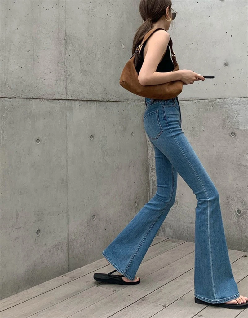 Autumn And Winter New Retro Micro Flared Jeans With High Waist Slim Fit Lifted Hips Wide Legs Flared Jeans For Women