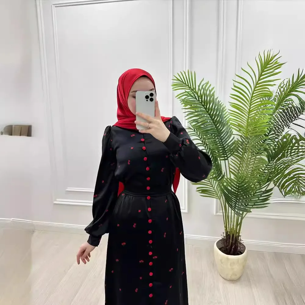 عبايات نسائية مطبوعة فساتين وشاحات واحدة الصدر جلابية رمضان المغرب دبي عيد مسلم قفطان إسلامي فيستدوس رداء عربي طويل