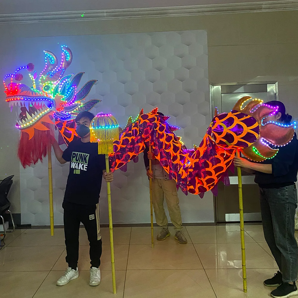 

Chinese traditional LED dragon dance costume purple glow-in-the-dark dragon stage performance festival party luminescent dragon