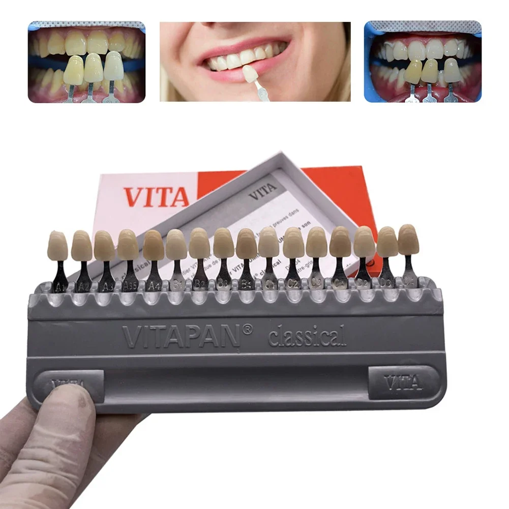 16 Colors Dental Bleaching Shade Guide Vita Teeth Whitening Porcelain Comparing Denture Model Composite Resin Colorimetric Plate