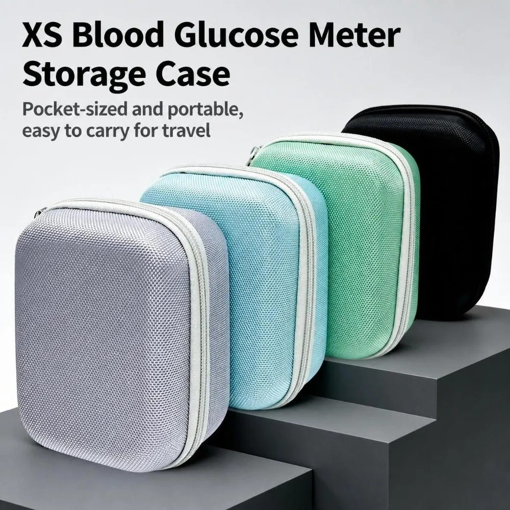 Hard Shell Blood Glucose Meter Storage Bag Pressure-resistant Waterproof Blood Lancing Pen Storage Box with Lanyard Multipurpose