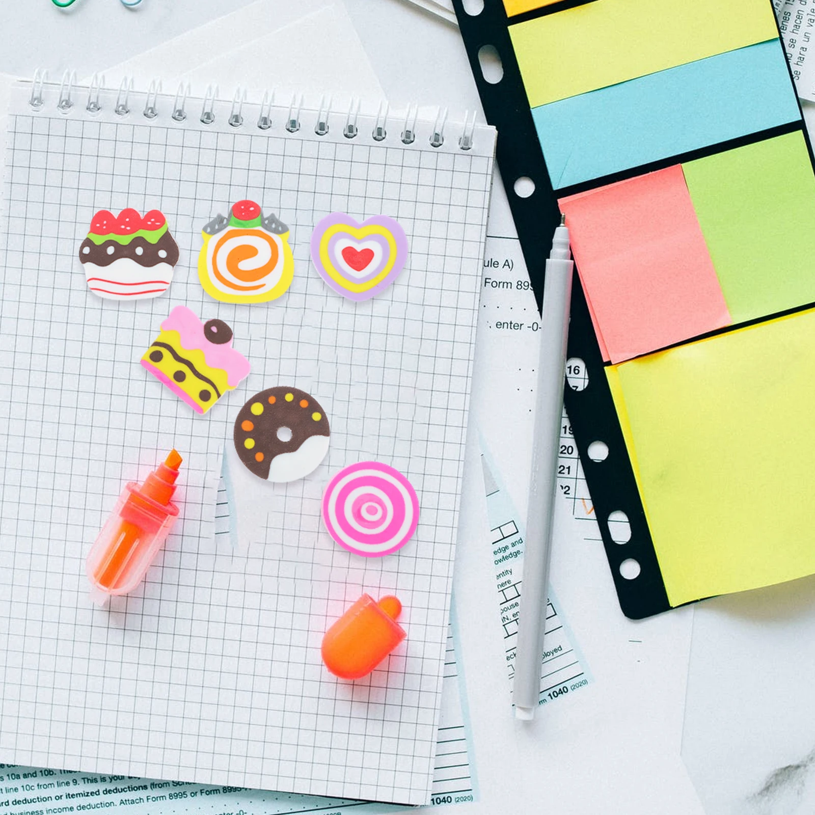 

30Pcs Cartoon Dessert Erasers Portable Cake Design Pencil Eraser For Students And Children Small Lightweight Stationery