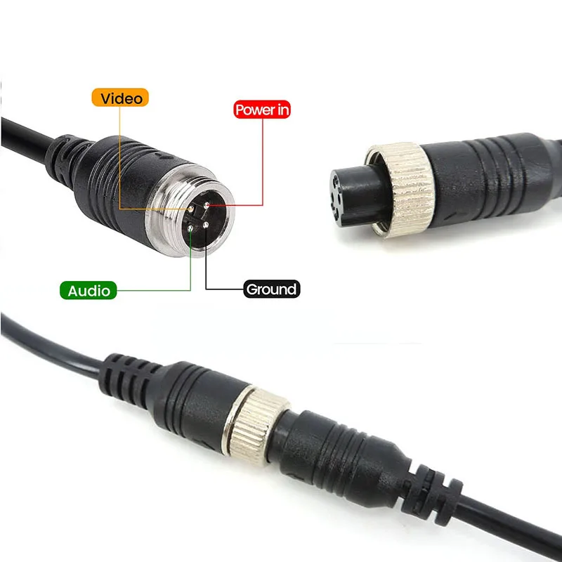 4Pin Aviation Head Male/Female to RCA AV/Female DC Multiple Cable Plug Adapter Converter For Car Rear Camera Monitor W28