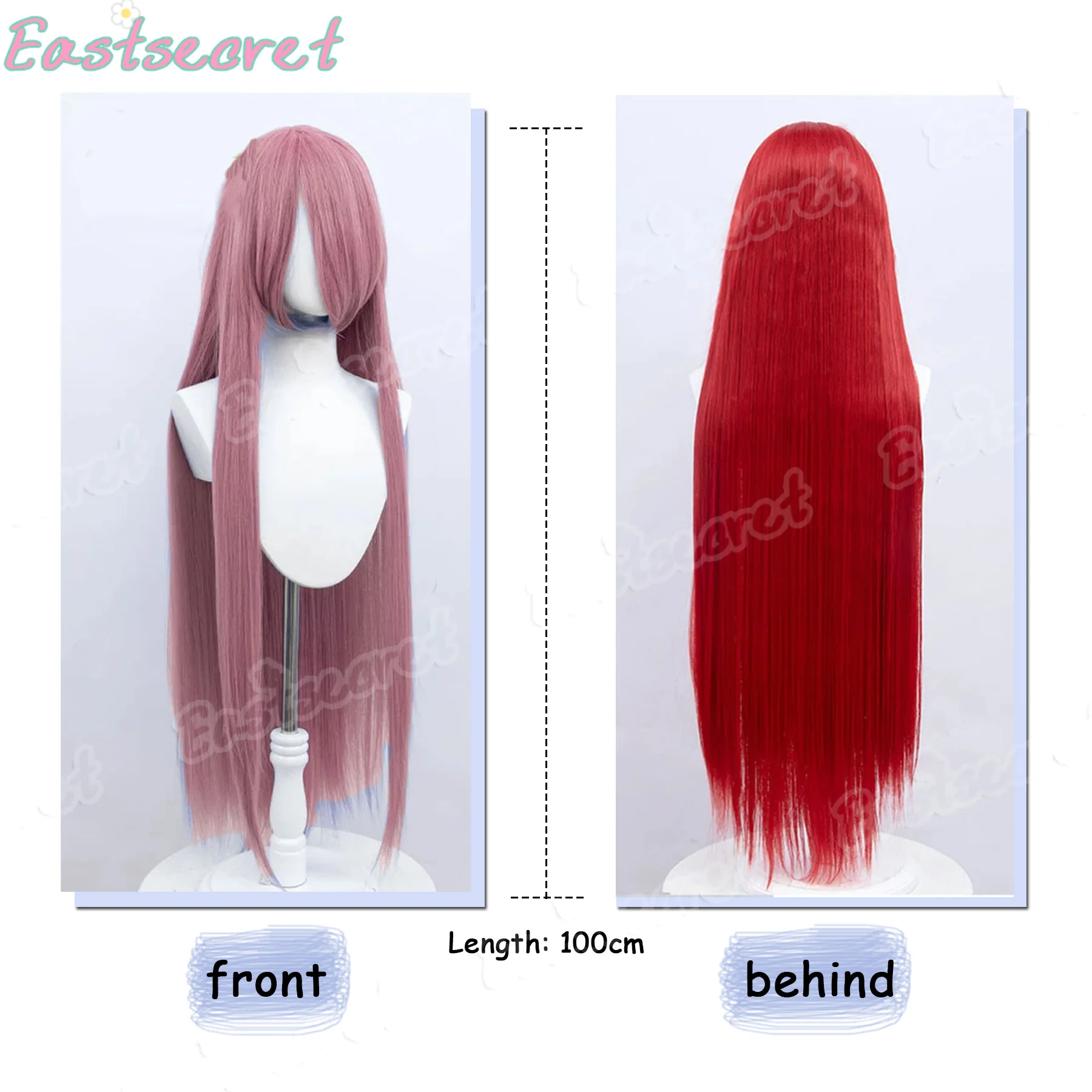 100cm Long Synthetic Hair White Purple Cosplay Wigs Party Black Hair Straight Wig Hairpiece for Women Halloween and Christmas us