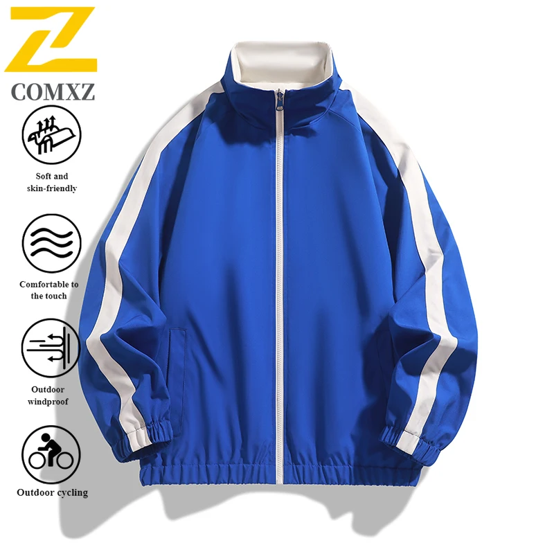 

EiAO Jacket Reversible Stripe Men Women Stand Collar Bomber Coat Waterproof Windproof Outdoor Techwear for Hiking Camping 2025