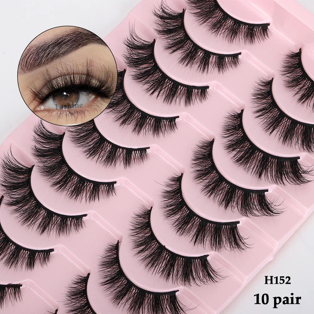 Lashine Nowe 10 par rzęs 3D z imitacji norek, puszyste, miękkie, pełne, gęste, delikatne rzęsy, dramatyczne sztuczne rzęsy do makijażu