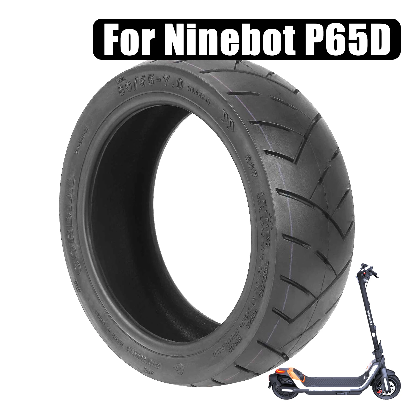 10 Inch 80/55-7.0 Tubeless Tire 10.5*3.0 City Road Tyre For Ninebot P65D Electric Scooter Front Rear Wheel Tire Upgrade 10.5x3.0