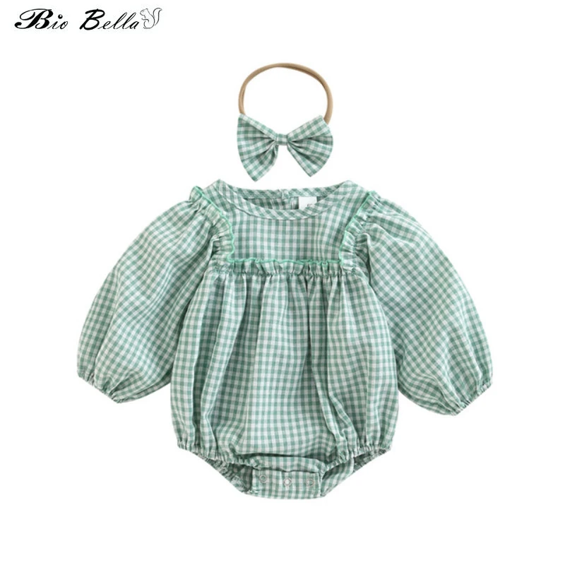 

Plaid Spring Autumn Baby Bodysuit Set Long Sleeve Newborn Toddler Infant Cotton Jumpsuits Kids Girls Onesie Clothes