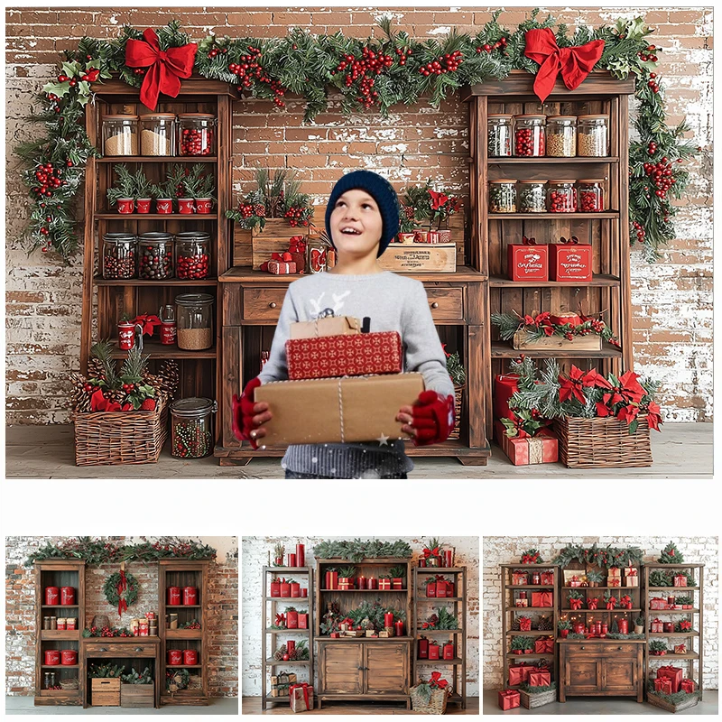 

LS Рождественский кухонный фон для фотосъемки Рождественская елка Праздничный декор Поставки для домашней вечеринки Фон для студии Баннер