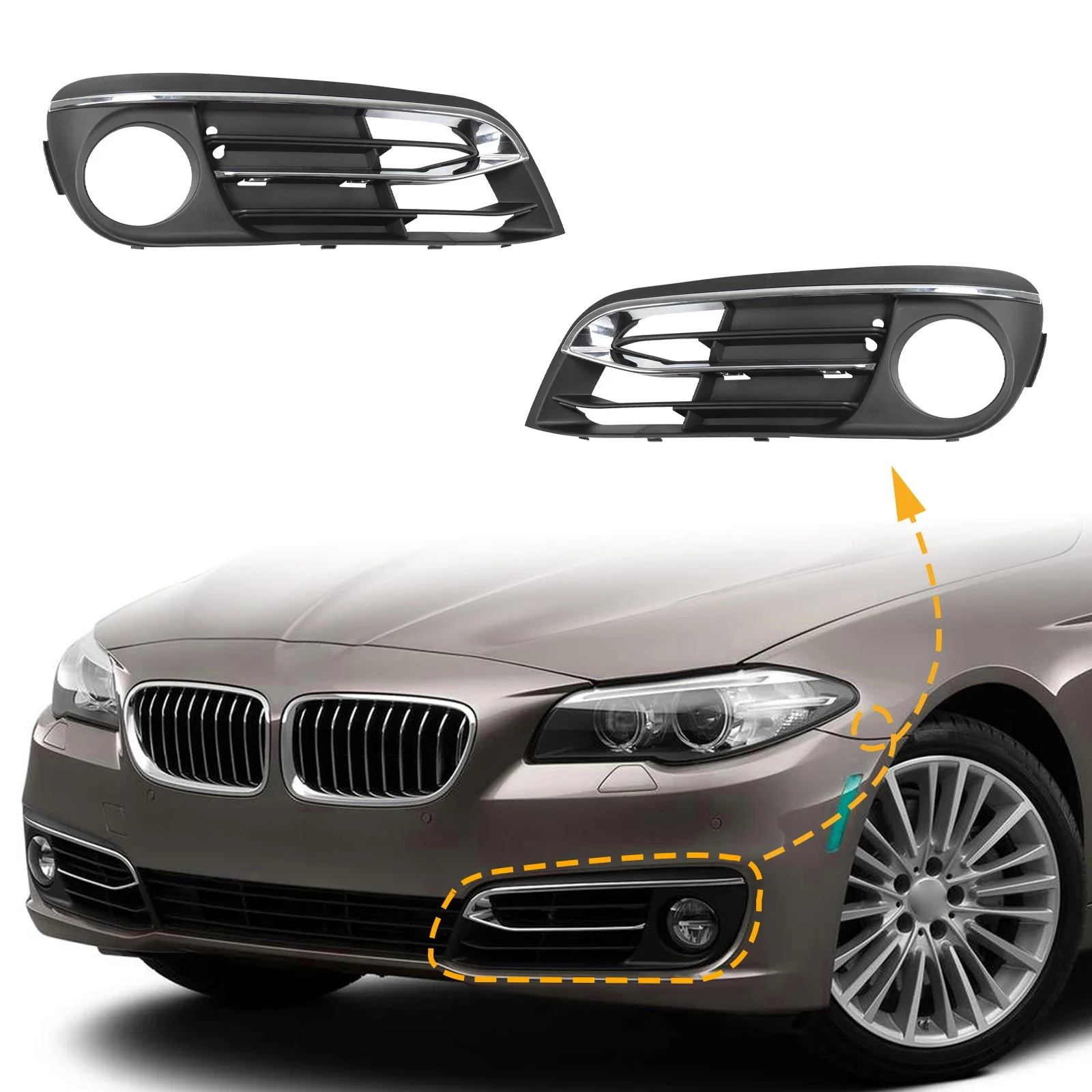 

Fog Light Frame Lamp Trim Grill Cover Front Bumper For For BMW 5 Series F10 F11 Sedan 51117331729 51117331730 Car Accessories