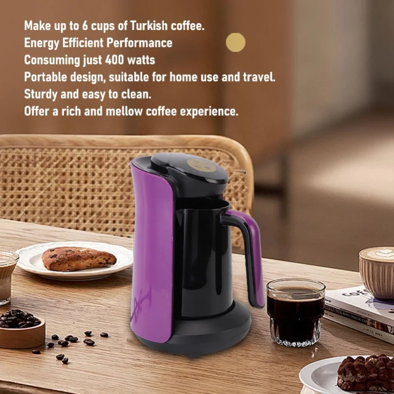 6 Cup Turkish Coffee Maker 400W LCD Display Temperature Control 3 Heating Modes For Travel Home EU Plug