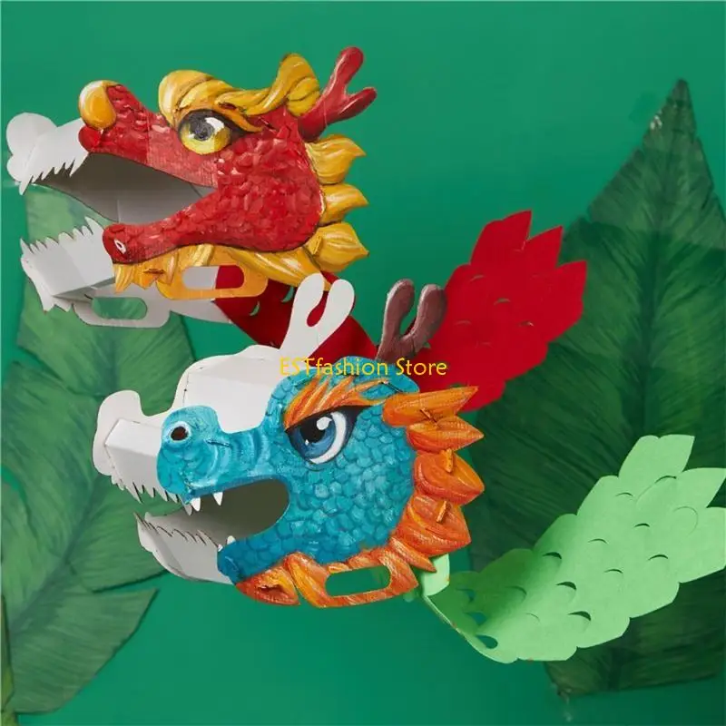 Y5GC DIY-Handwerksset chinesischen Stil, 3D-Papierdrache, Neujahrsdrache, Cosplay-Requisiten