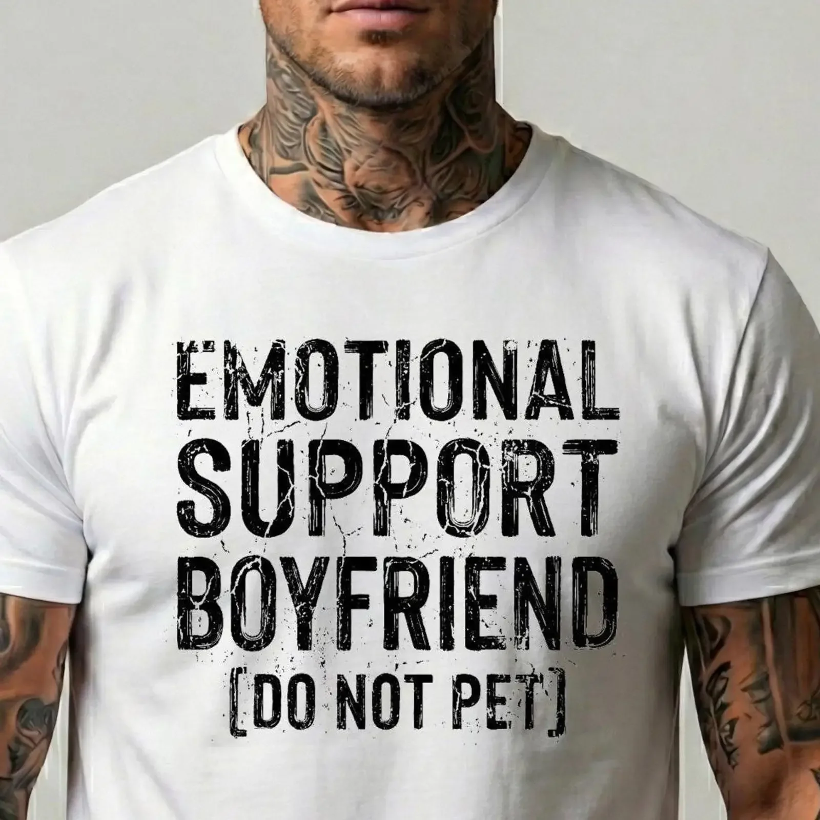 Emotional support boyfriend shirt funny gift for him unisex sarcastic tee vintage Washed Casual homme Breathable streetwear