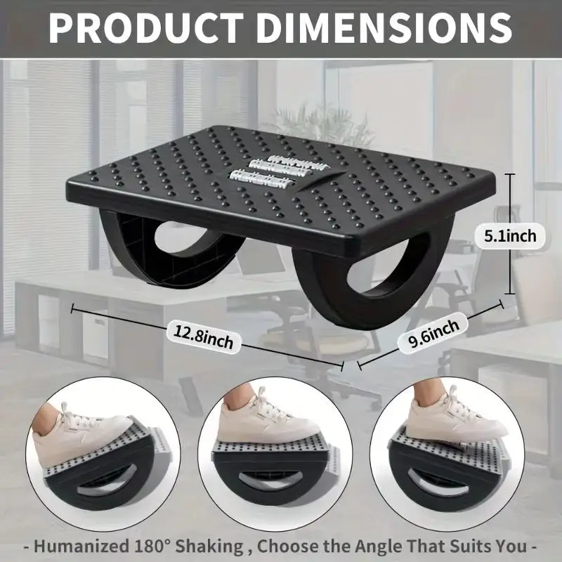 Ergonomic Foot Rest Rocking Massage Function Under Desk Office Leg Support Relieves Swelling & Soreness