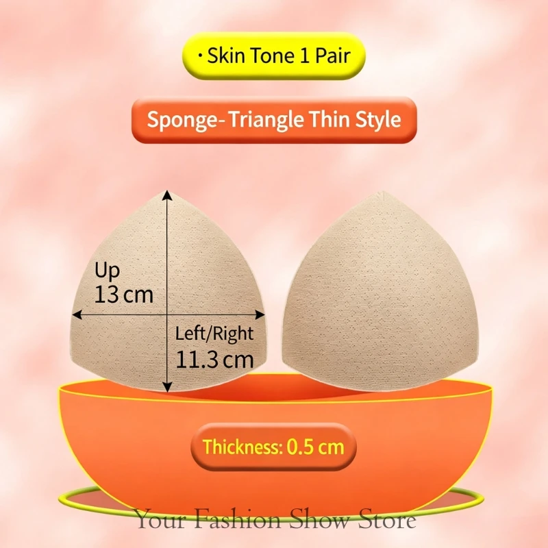 Breathable Thin Sponge Chest Pad Soft Skin Friendly Sweat Absorbing Summer Dress Swimsuit Chest Cup  Women Sports Cups Bra Pads