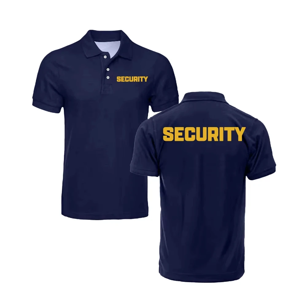 Classic Security Officer Men's Solid Color Custom Logo Polo Shirt Casual Polyester Lightweight Soft Work Uniform Bulk Tops
