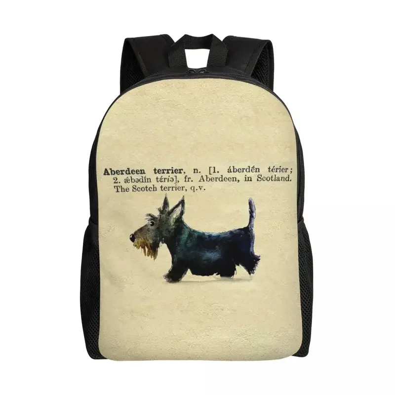 Mochila Terrier Escocesa para Homens e Mulheres, Mochila Escolar Laptop, Mochila Estudantil Universitária, Scottie Dog, dicionário Arte, Mochila de Viagem