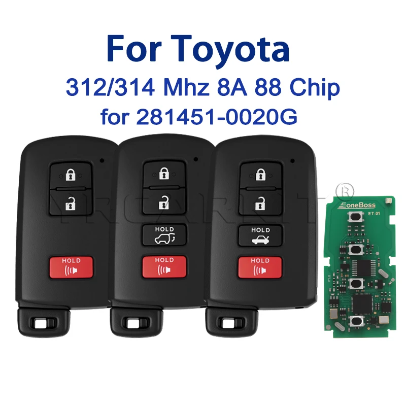 Keyless 281451‑0020 G 312.1/314.35MHz 8A P4:88 Chip Smart Car Remote Key HYQ14FBA For Toyota Camry RAV4 Avalon Corolla 3/4 BTN