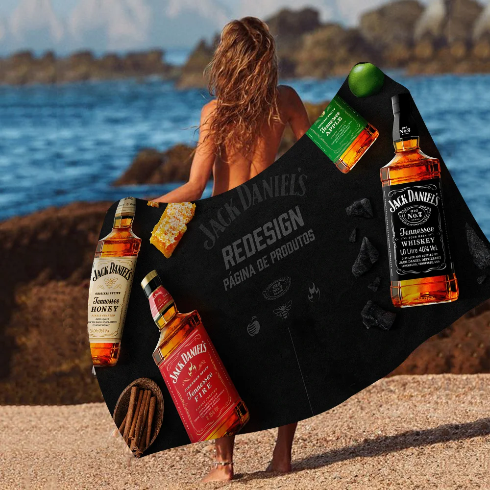 J-Jack-Daniels whisky Pattern Towel Microfiber Beach Towel Absorbent Quick dry Soft Yoga Swimming Resort Mountain Climbing Towel