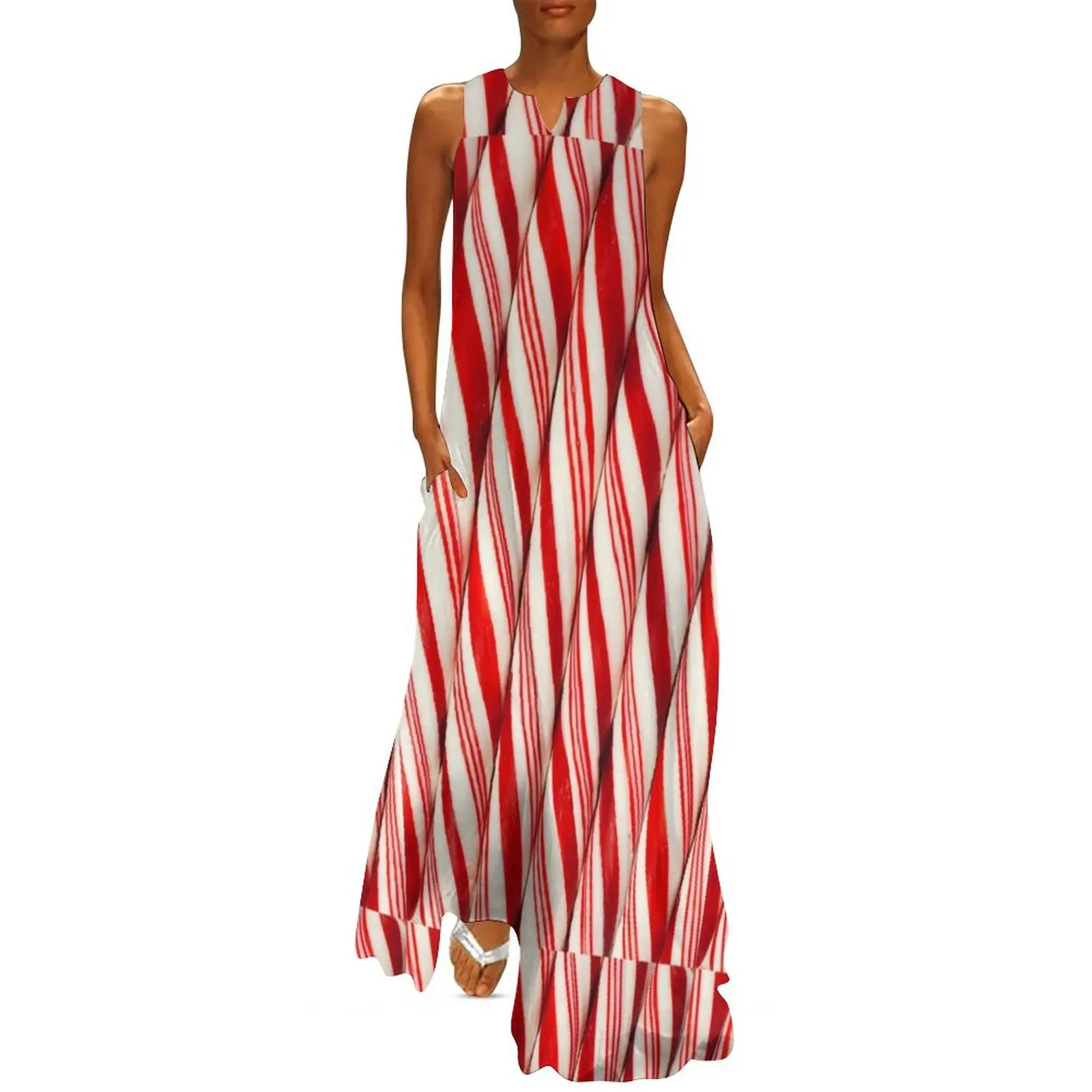 Candy Canes Long Dress dress korean style bandage dress