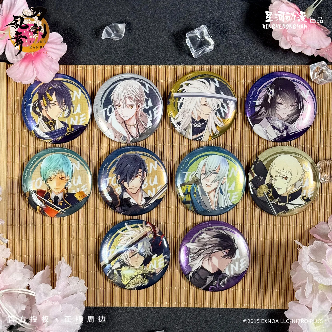 Touken Ranbu Mikazuki Munechika Kogitsunemaru Kousetsusamonj China Official Authorization Battle Painting Series Badge 10pcs/Set