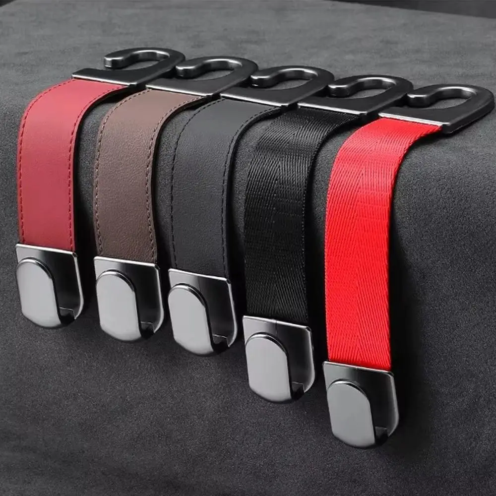 Portable Leather Car Seat Headrest Hook Wear-Resistant Easy to Install Seat Back Hanger Hook Car Row Storage Hanger