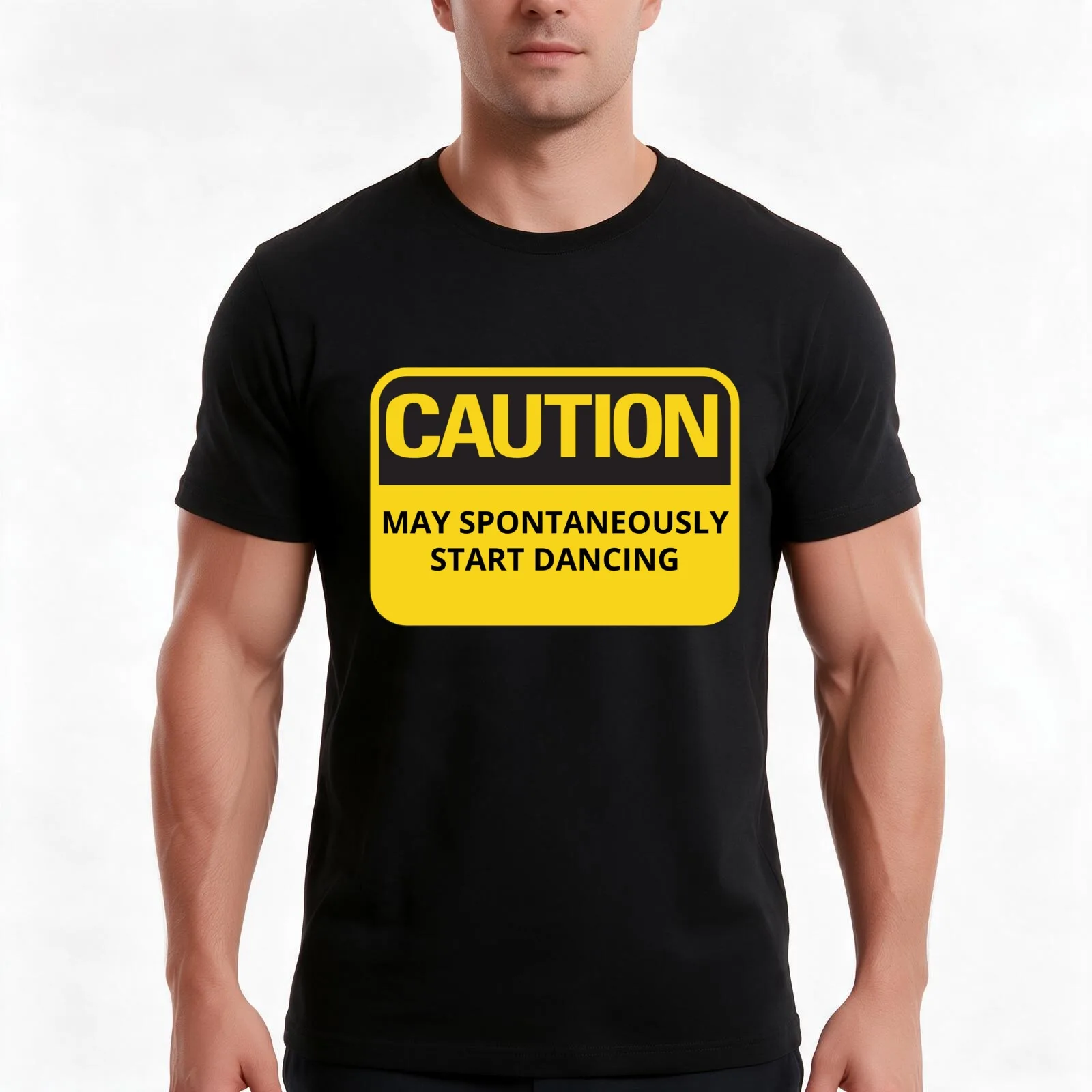 Funny Dancing Quote or Sayings Caution May Spontaneously Start Dancing T-Shirt, Summer Casual Cotton Tee, Vintage Graphic Print