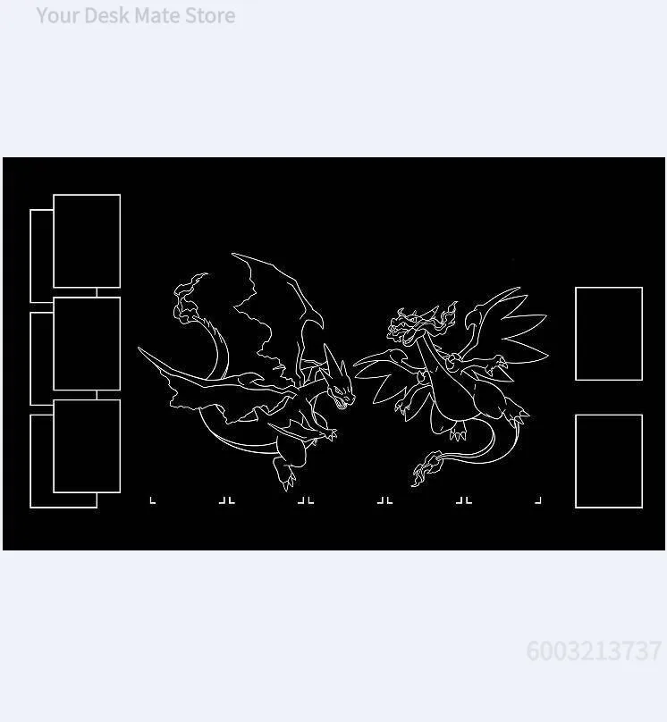 Fantasy Winged Beast Playmat With Card Zones Large Non-slip Rubber Desk Mat Stitched Edge Gaming Mouse Pad For Card Duel Game
